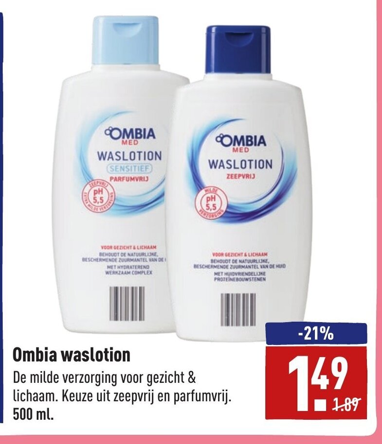 Ombia waslotion 500ml aanbieding bij ALDI