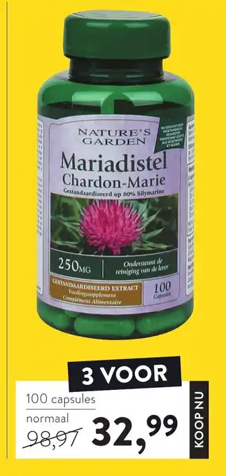 Holland & Barrett Nature's garden Mariadistel Chardon-Marie 250mg aanbieding