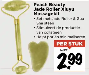 Vomar Voordeelmarkt Peach Beauty Jade Roller Xiuyu Massagekit aanbieding