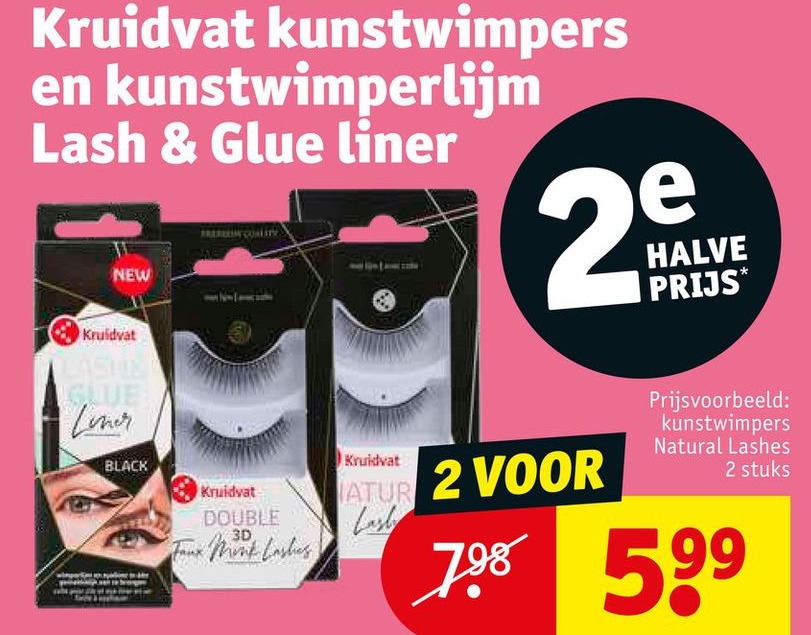 Kruidvat kunstwimpers en kunstwimperlijm Lash & Glue liner aanbieding