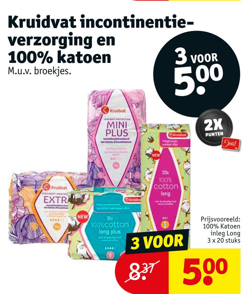 Kruidvat incontinentie en 100 katoen aanbieding bij Kruidvat