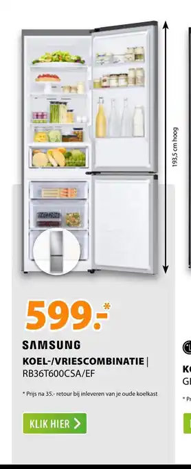 Expert Samsung Koel-/Vriescombinatie RB36T600CSA/EF 193,5 cm hoog aanbieding