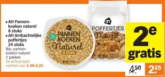 Albert Heijn Pannen-koeken naturel 8 stuks, ambachtelijke poffertjes 24 stuks aanbieding