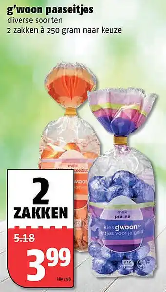 Poiesz G'woon paaseitjes 250g aanbieding