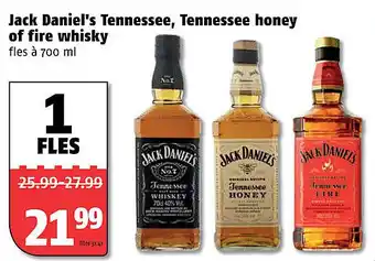 Poiesz Jack Daniel's Tennessee, Tennessee honey of fire whisky aanbieding