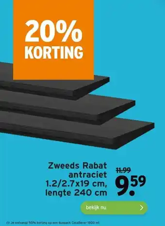 GAMMA Zweeds Rabat antraciet aanbieding