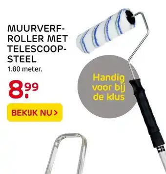 Praxis MUURVERF- ROLLER MET TELESCOOP- STEEL aanbieding