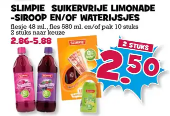 Boon`s Markt Slimpie suikervrije limonade -siroop en/of waterijsjes 48ml aanbieding