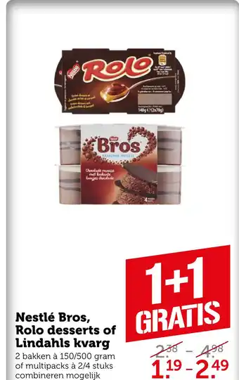 Coop Nestlé Bros, Rolo desserts of Lindahls kvarg aanbieding