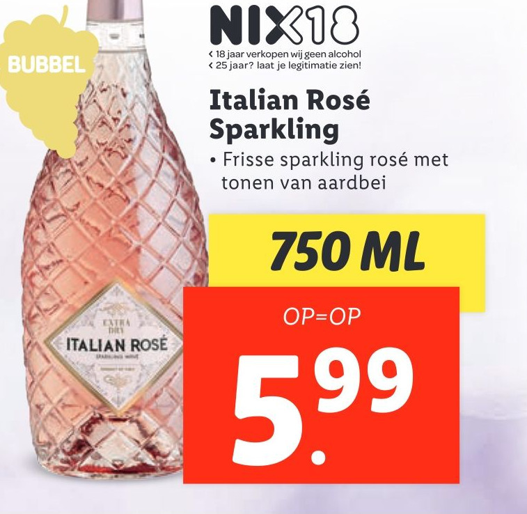 Italian Rosé Sparkling 750ml aanbieding bij Lidl