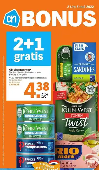 Albert Heijn Alle Visconserven 2+1 Gratis aanbieding