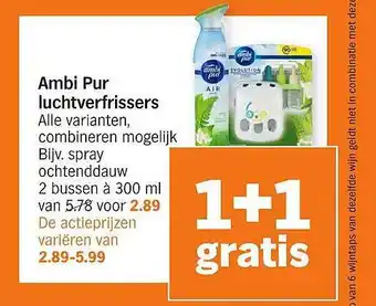 Albert Heijn Ambi Pur Luchtverfrissers 1+1 Gratis aanbieding