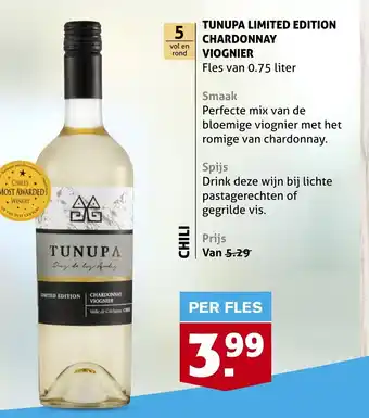 Hoogvliet Tunupa Limited Edition Chardonnay Viognier 0.75 liter aanbieding