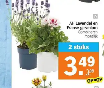 Albert Heijn AH lavendel en franse geranium aanbieding