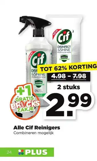 PLUS Alle Cif Reinigers Tot 62% Korting aanbieding