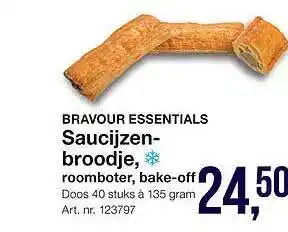 Bidfood Bravour essentials saucijzenbroodje, roomboter, bake-off aanbieding