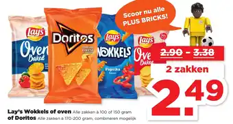 PLUS Lay's Wokkels of oven 2*100/150g of Doritos 2*170-200g aanbieding