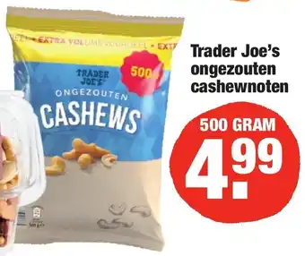 ALDI Trader Joe's ongezouten cashewnoten 500 g aanbieding