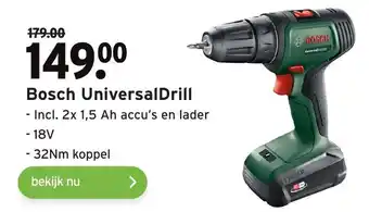 GAMMA Bosch UniversalDrill Accuboormachine aanbieding