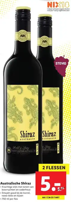 Lidl Australische Shiraz 750ml aanbieding