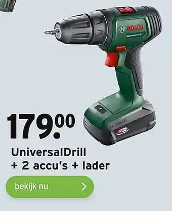 GAMMA UniversalDrill + 2 Accu's + Lader aanbieding