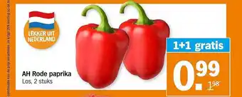 Albert Heijn AH Rode Paprika 1+1 Gratis aanbieding