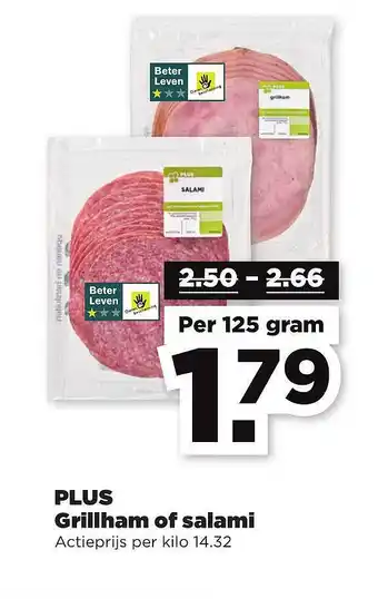 PLUS Plus grillham of salami aanbieding