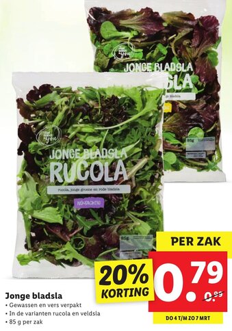 Lidl Jonge bladsla 85g aanbieding