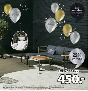 Jysk Ugilt loungetafel of ugilt loungebank met chaise longue 25% Korting aanbieding