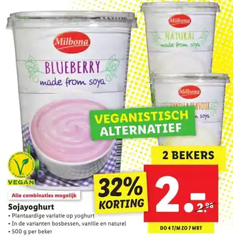 Lidl Vegan Sojayoghurt 500g aanbieding