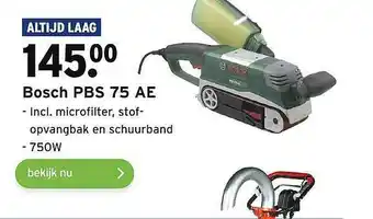 GAMMA Bosch PBS 75 AE Incl. microfilter, stofopvangbak en schuurband aanbieding