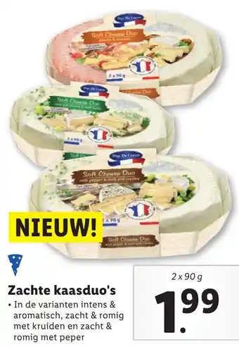 Lidl Duc De Coeur Zachte kaasduo's 2x90g aanbieding