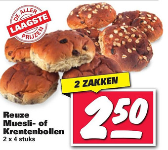 Nettorama Reuze Muesli- of Krentenbollen aanbieding