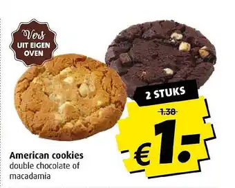 Boni American Cookies Double Chocolate Of Macadamia aanbieding