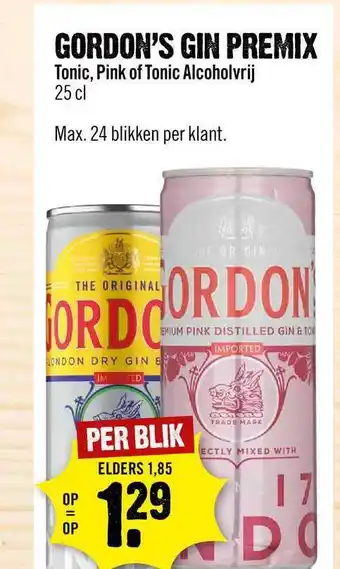 Dirck 3 Gordon's Gin Premix Tonic, Pink Of Tonic Alcoholvrij aanbieding