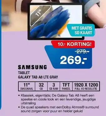 Electroworld Samsung Tablet Galaxy Tab A8 LTE Gray aanbieding