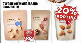 MCD Supermarkt G'woon Noten Ongebrand Ongezouten 20% Korting aanbieding