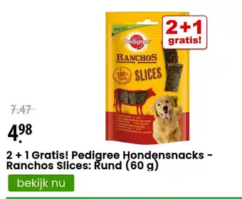 Zooplus 2 + 1 Gratis! Pedigree Hondensnacks - Ranchos Slices: Rund (60 g) aanbieding