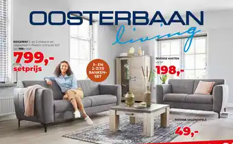 Oosterbaan Living Ridgeway 3-en 2 zitsbank set Uitgevoerd in Preston antraciet stof. aanbieding