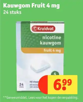 Kruidvat Kruidvat Nicotine Kauwgom Fruit 4 mg aanbieding