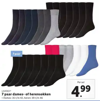 Lidl Livergy 7 paar dames-of  herensokken aanbieding