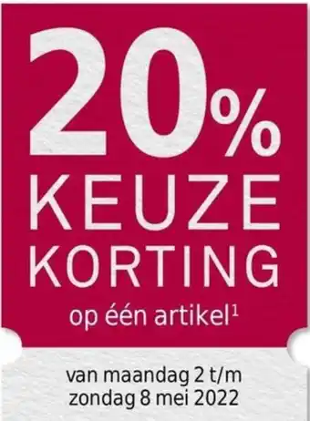 Karwei 20% KEUZE KORTING op één artikel aanbieding