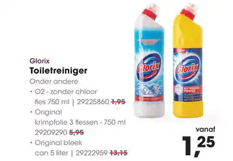 HANOS Glorix Toiletreiniger O2 - zonder chloor 750 ml aanbieding