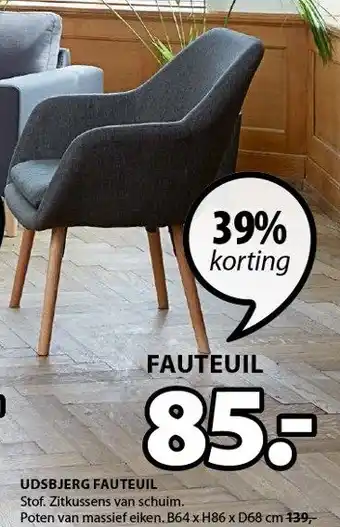 Jysk Udsbjerg fauteuil B64 x H86 x D68 cm aanbieding