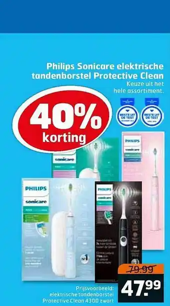 Trekpleister Philips Sonicare Elektrische Tandenborstel Protective Clean 40% Korting aanbieding