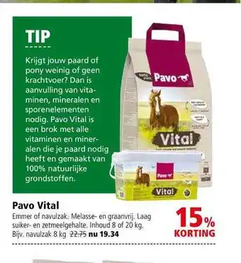 Welkoop Pavo Vital Emmer Of Navulzak 15% Korting aanbieding