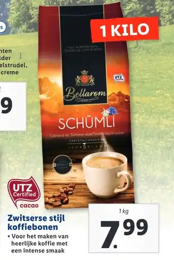 Lidl Zwitserse stijl koffiebonen aanbieding