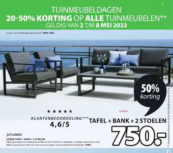 Jysk Jutlandia Vonge Tafel + Bank + 2 Stoelen aanbieding