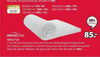 Jysk Dreamzone Gold T25 Topmatras 50% Korting aanbieding