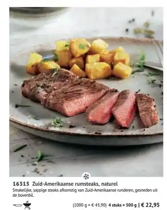 Bofrost Zuid-Amerikaanse Rumsteaks, Naturel 500g aanbieding